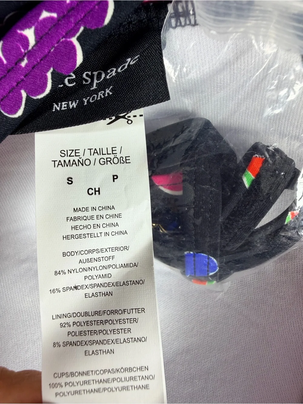 kate spade Black Bandeau Bikini with Neon Fruit Print
